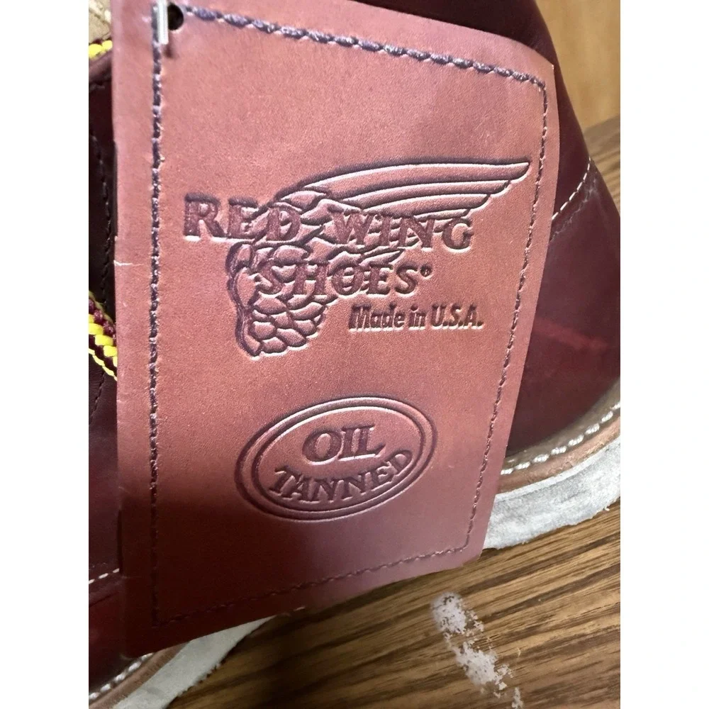 Red Wing 8166 Work Boots Mens 8 D Brown Leather Traction-tread Sole USA Made NOS